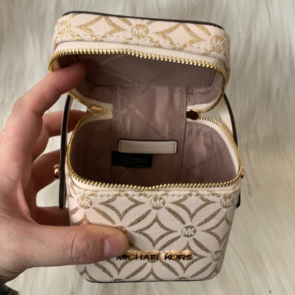 MICHAEL KORS Metallic Floral Extra Small Box Bag in Pale/Gold - Picture 4 of 4